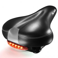 ProVelo Most Comfortable Bike Seat for Men Women - Wide Soft Padded Bicycle Saddle – LED Taillight – Clamp and Protection Cover Included – Comfort Memory Foam Cushion - Waterproof Leather - B0742PG3LJ